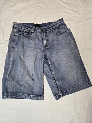 Pantalones Cortos Vaqueros Helix Y2K Grunge Estilo Gótico Sueltos Lavado Oscuro Talla 36 Foto 1 de 4