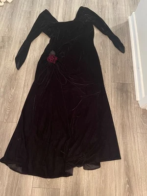 Maxi Vestido De Colección The Pyramid Collection Negro Terciopelo Vestido Acanalado Capricho Y2K 1X Foto 1 de 4