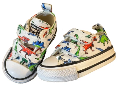 NUEVO Converse Bebé Dinosaurio Tenis Zapatos 2 Lona All Star Parte Superior Baja Colorido Foto 1 de 4