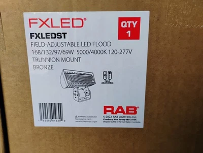 RAB LIGHTING FXLEDST FIELD-ADJUSTABLE LED FLOOD LIGHT 168W 4000/5000K NEW IN BOX - Image 1 of 4