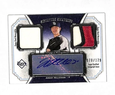 2012 Topps Museum Jeremy Hellickson Auto Dual Prime Patch Card 70/179 Rays  - Image 1 of 2