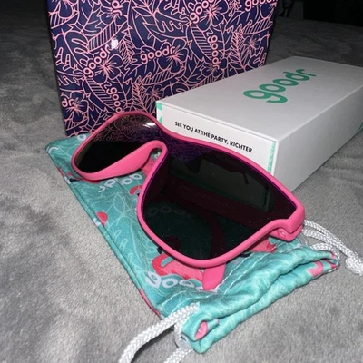 Óculos de sol Goodr See You At The Party Richter sem deslizamento armação rosa lente espelhada - Imagem 1 de 4
