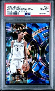 2023-24 Select Victor Wembanyama RC Blue Cracked Ice Prizms #121 PSA 10 - Picture 1 of 3