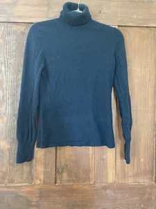 Ann Taylor Navy Blue Cashmere Turtleneck Sweater Size M - Picture 1 of 5