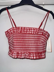 Bralette a fascia donna Colsie nuova con etichetta rossa tessuto gingham taglia M  - Foto 1 di 5