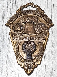 🪖1946 Issued Original WW1 & WII US War Vet Metal American Legion Philadelphia🎖 - Picture 1 of 9