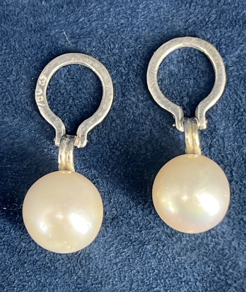Boucles d'oreilles or blanc 18K 4,9g avec perles de culture naturelles baroques - Immagine 1 di 4