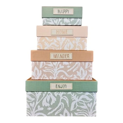 Lote de 4 Cajas de Regalo Organizador de Almacenamiento Costero Moderno Happy Home Wander Disfruta Nuevo Foto 1 de 4