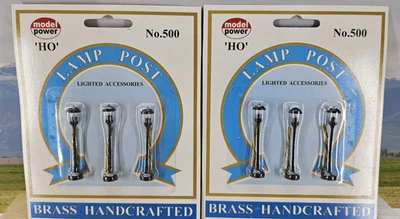 Two Packs - Model Power HO Scale Lighted Accessories -6 Brass Lamp Posts #500 - Image 1 of 4