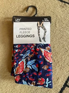 Leggins de vellón estampados Lildy florales NUEVOS L-XXL - Imagen 1 de 2