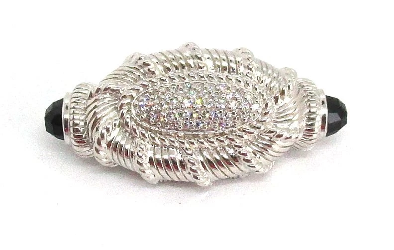 JUDITH RIPKA 925 Sterling Silver CZ and Onyx Pin / Pendant  lot 32a1 - Image 1 of 4