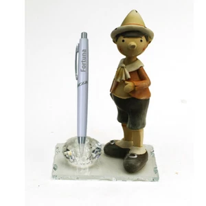 31948 Bomboniere PortaPenne Vetro Cristallo Penna Pinocchio Battesimo Comunione - Foto 1 di 1