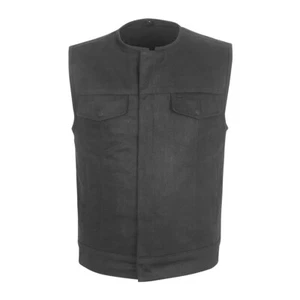 CHALECO MOTO CUELLO ENROLLADO DENIM ESTILO CLUB CHALECO GO301 - Imagen 1 de 8