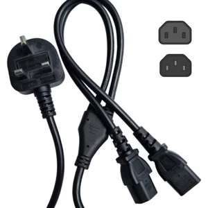PC y monitor Y Splitter Mains caldera doble plomo de alimentación Reino Unido - Imagen 1 de 4