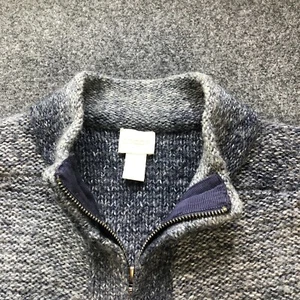 Chicos Cardigan Sweater Womens 2 Blue Gray Wool Ombre Pockets Long Zipper Knit - Picture 1 of 11