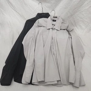 2 Stacy Adams Long Sleeve 18.5 36/37 French Cuff Shirts (Lt Gray & Black) 41200 - Picture 1 of 15