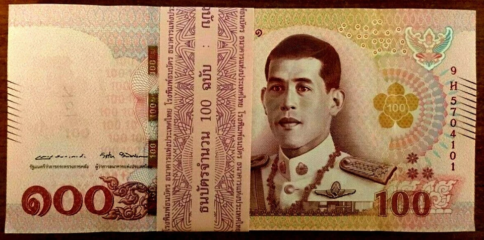 THAILAND 100 BAHT P-137a 2018 x 10 Pcs PACK Lot Bundle UNC KING RAMA X BANK NOTE - Image 1 of 4
