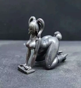 Messing Sexy Girl kniende Statue, künstlerisches Schönheitsmodell, dekoratives Kunstwerk - Bild 1 von 10