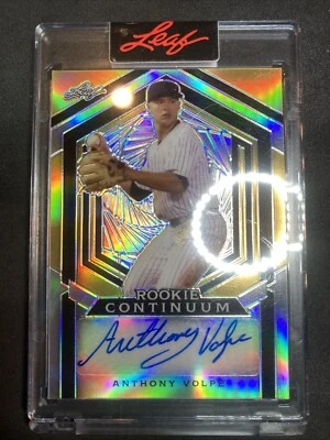2023 Leaf Rookie Continuum Encased MC-10 Anthony Volpe Gold Holo Auto RC SP /266 - Image 1 of 3