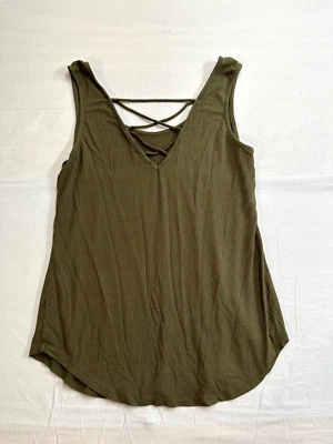 Camiseta sin mangas Ambiance para mujer verde con correa cruzada frontal sin mangas talla L. Agujero Foto 1 de 4