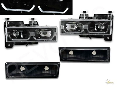 88-99 Chevy CK полноразмерный Tahoe Suburban U бар фары w бампер фары черный - Изображение 1 из 4