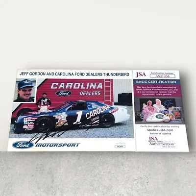 Jeff Gordon 1990 CAROLINA FORD VINTAGE BDR #1 signed 5x6 NASCAR photo JSA COA - Image 1 of 3