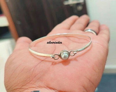 Brazalete ajustable de plata de ley 925 con piedras preciosas de perlas para regalo SV2012 Foto 1 de 4