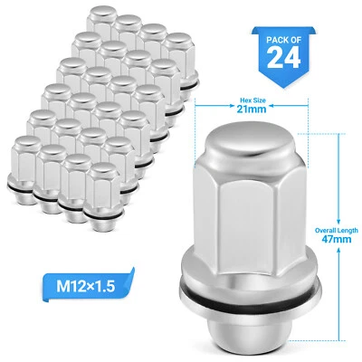 24 Toyota Factory Mag Lug Nuts 12x1.5 Chrome Tacoma TRD 4Runner 1.85" Tall - Imagem 1 de 4