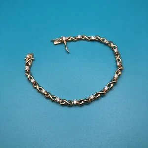 Vintage Gold Toned Rhinestones Signed Roman Tennis Bracelet 7” - Picture 1 of 9