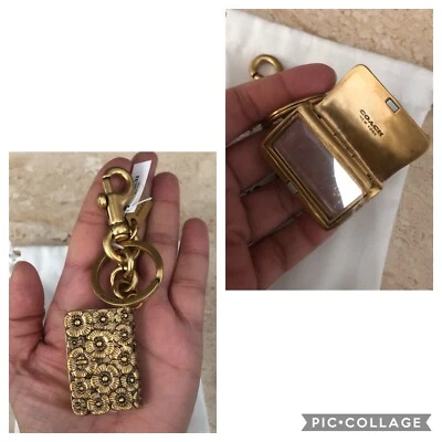 COACH Tea Rose Dinky Mirror Keychain BRASS NWT! - Image 1 of 4