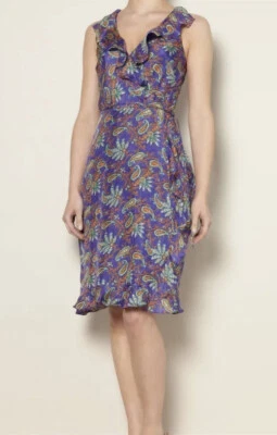 Vestido envolvente de cachemira con dobladillo con volantes de seda Lauren Ralph Lauren talla 16 venta al por menor $249 Foto 1 de 4