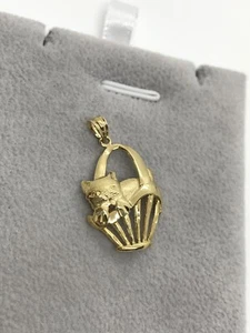 14k yellow gold Cat in a Basket Beverly Hills Gold Pendant - Picture 1 of 8