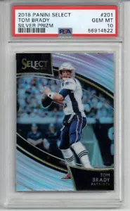 2018 PANINI SELECT FIELD LEVEL SILVER PRIZM #201 TOM BRADY CARD PATRIOTS PSA 10 - Picture 1 of 2