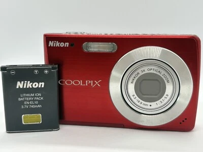 [Near MINT] Nikon COOLPIX S200 Red 7.1MP 3x Zoom Compact Digital Camera JAPAN - Image 1 of 4