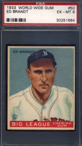 1933 Goudey World Wide Gum #50 Ed Brandt Braves PSA 6 - Picture 1 of 2