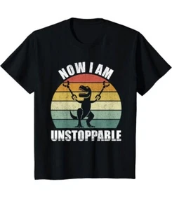 Youth Large Catch Some Rays Retro Now I Am Unstoppable Funny T-Rex Dinosaur Blac - Picture 1 of 3