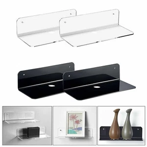 2pcs Floating Wall Shelves Adhesive Shelf With Accessories Acrylic Small Shelf - Picture 1 of 13