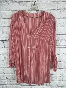 Soft Surroundings Damen hauchdünne Boho Coastal Beachy Crinkle Bluse Gr. XL - Bild 1 von 8