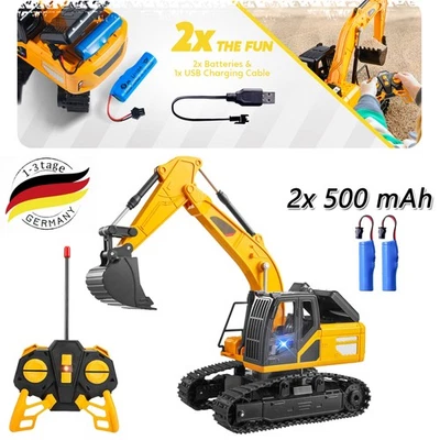 Ferngesteuerter Bagger Spielzeug mit Licht & Soundeffekte Kinder RC Bagger Gift. - Bild 1 von 4