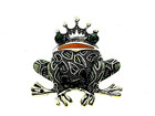 FROG PRINCE Brooch pin black /green 1.5x1.5 party favor prize  crown GIFT #5
