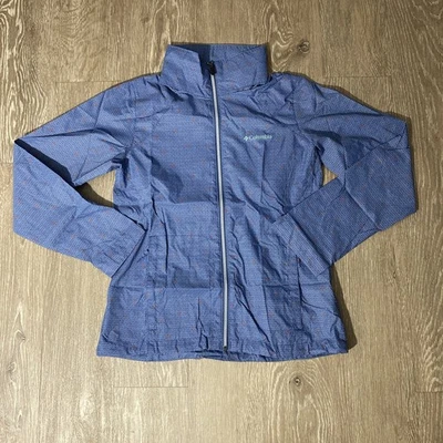 Columbia Sportswear Co. Chaqueta de lluvia para mujer azul forrada de malla con capucha talla mediana  Foto 1 de 4
