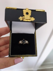 Sapphire And Diamond Ring - 9ct Yellow Gold Band - Picture 1 of 7