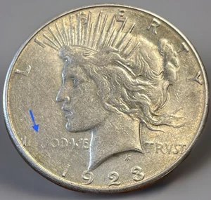 1923-S Peace Dollar. Struck Through Grease Mint Errors Obv./Rev. See Pics! PD-01 - Picture 1 of 4