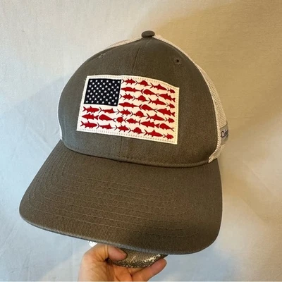 COLUMBIA PFG Performance Fishing Gear Fish American Flag Snap Back Hat/Cap - Image 1 of 4