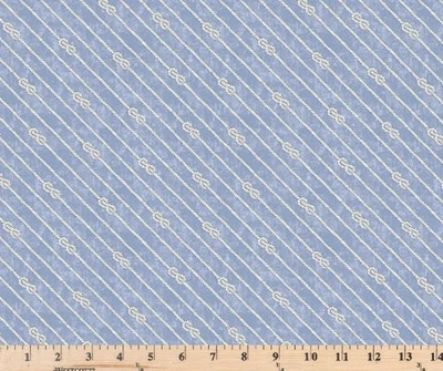 Bon Voyage Blue Perfect Knots 对角线条纹 CX10846 蓝色面料 半码 — 第 1/4 张图片