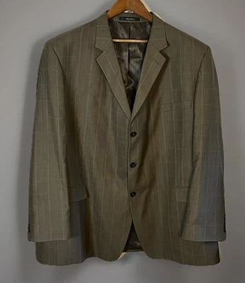 Mazzoni 2 Piece Suit Mens 54L 50x31 Stone 3 Button Ventless - Image 1 of 4