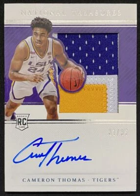 2021-22 National Treasures Collegiate Cameron Thomas Rookie Auto Patch 31/35 - Image 1 of 2
