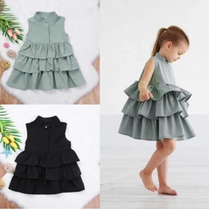 Niño Recién Nacido Bebé Niñas Sin Mangas Volantes Mameluco Vestido Faldas Conjunto Ropa - Imagen 1 de 13