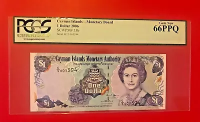 Cayman Islands MONETARY BOARD 1 DOLLAR 2006 PCGS CURRENCY GEM NEW 66PPQ - Image 1 of 2