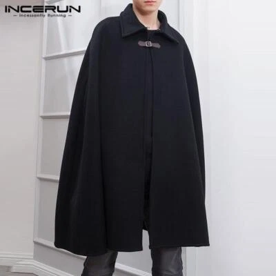 Cappotto giacca soprabito cappotto casual cappotto mantello mantello pipistrello punk uomo moda - Immagine 1 di 4